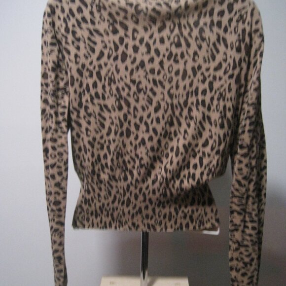 Wet Seal Long Sleeve Leopard Animal Print Sheer Button Up Sweater Women Sz Large - Picture 5 of 6